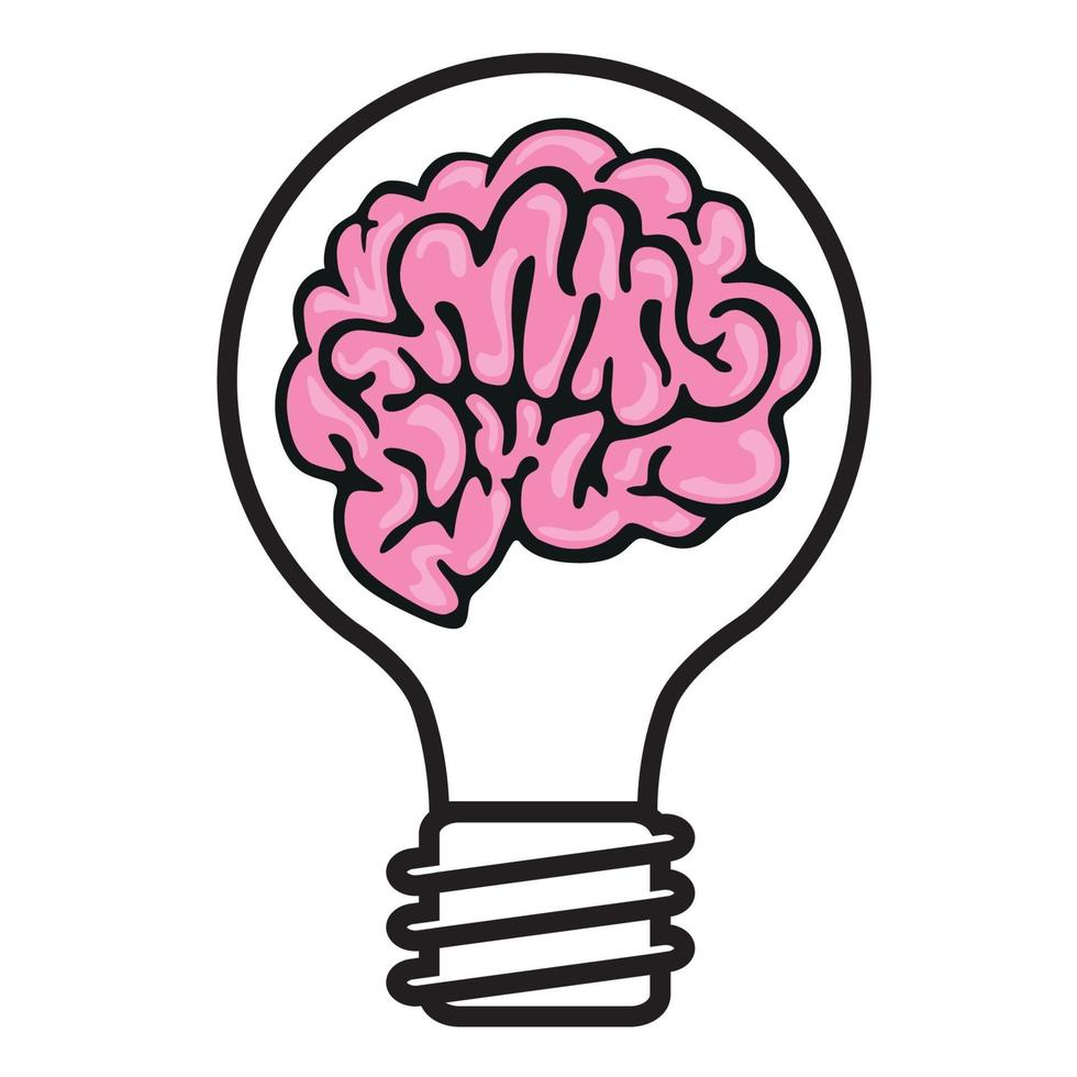 A Brain in a Light Bulb Symbolises an Idea vector