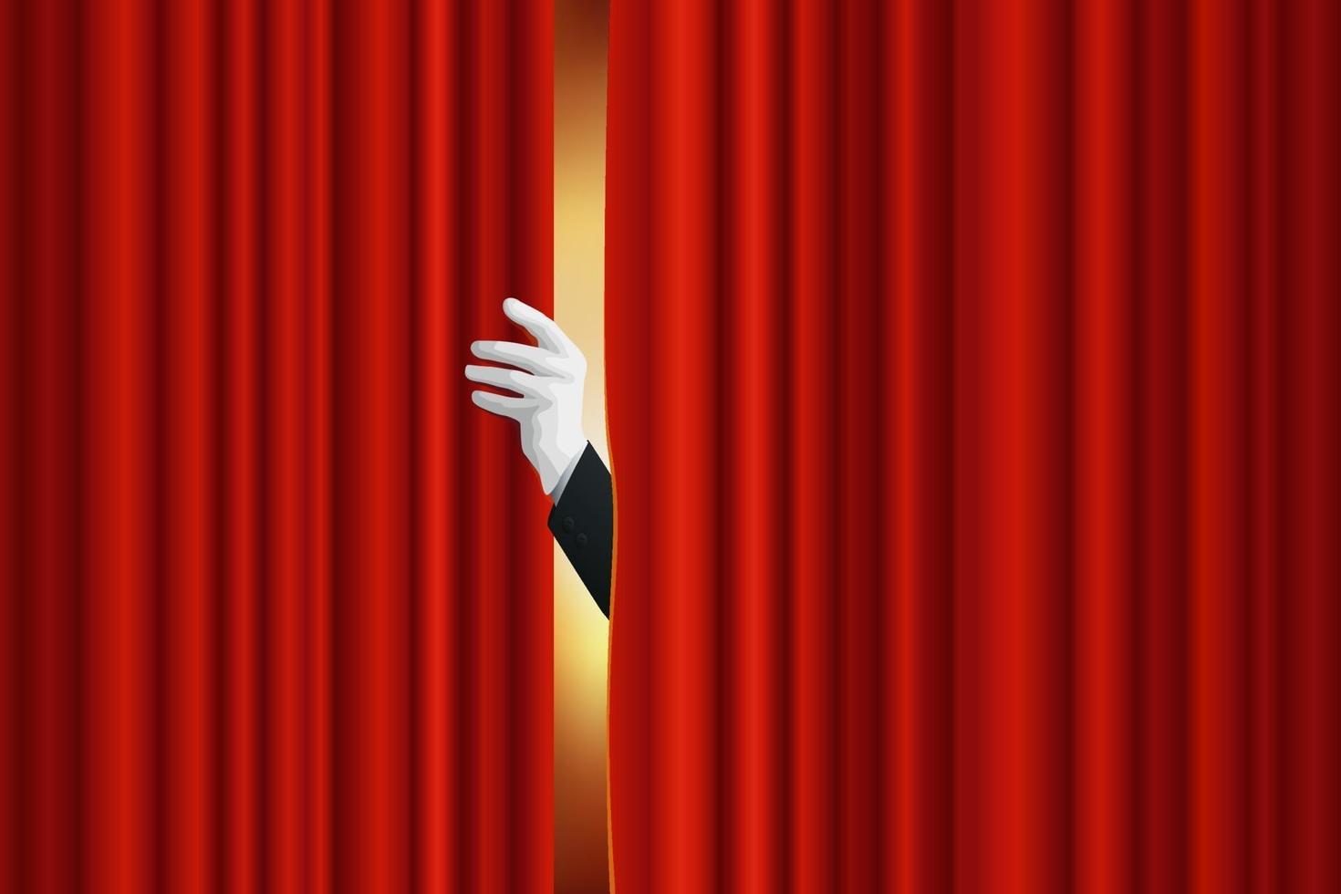 Opening of the curtain of a performance stage vector