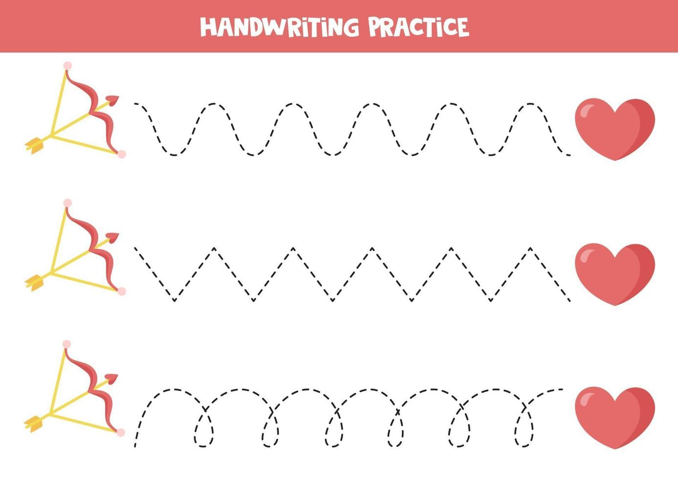 Tracing lines with valentine elements. Trace the lines with arrow and heart. vector