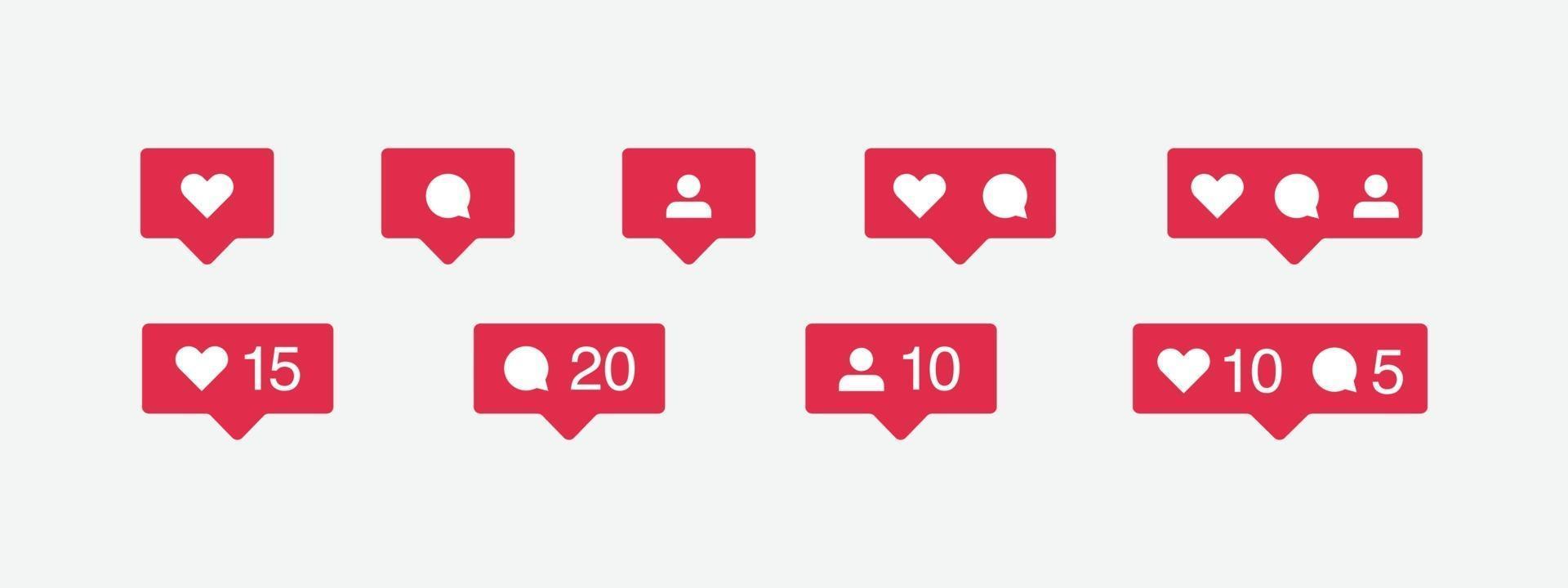 icono de redes sociales y vector de conjunto de notificaciones