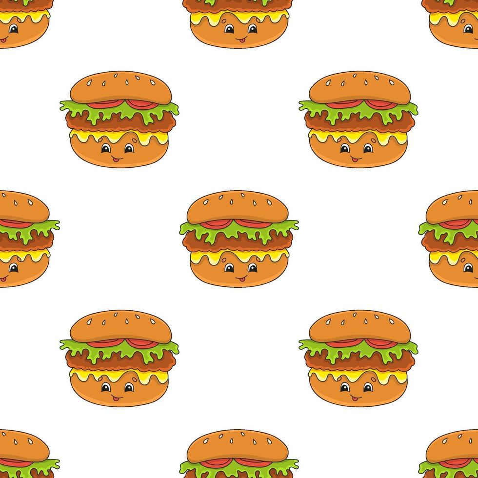 Seamless burger food pattern vector