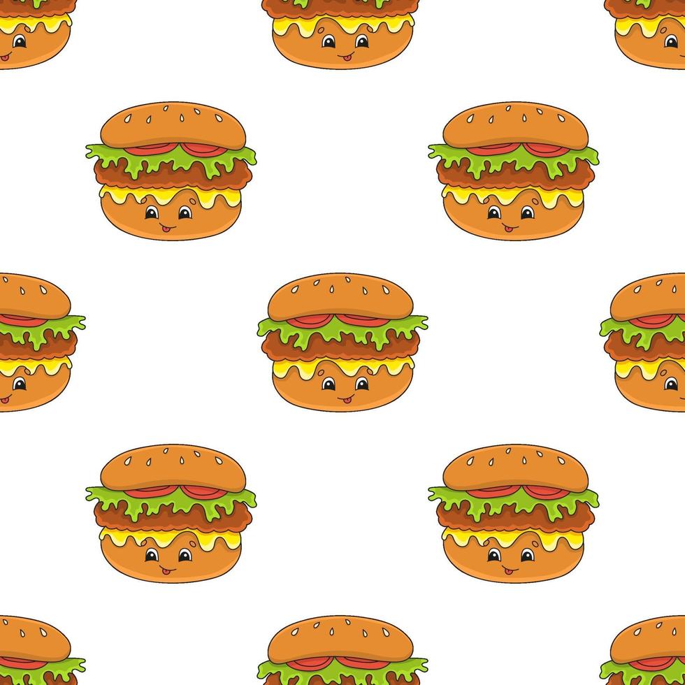 Seamless burger food pattern vector