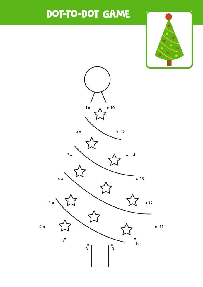 Connect the dots game with Christmas tree. vector