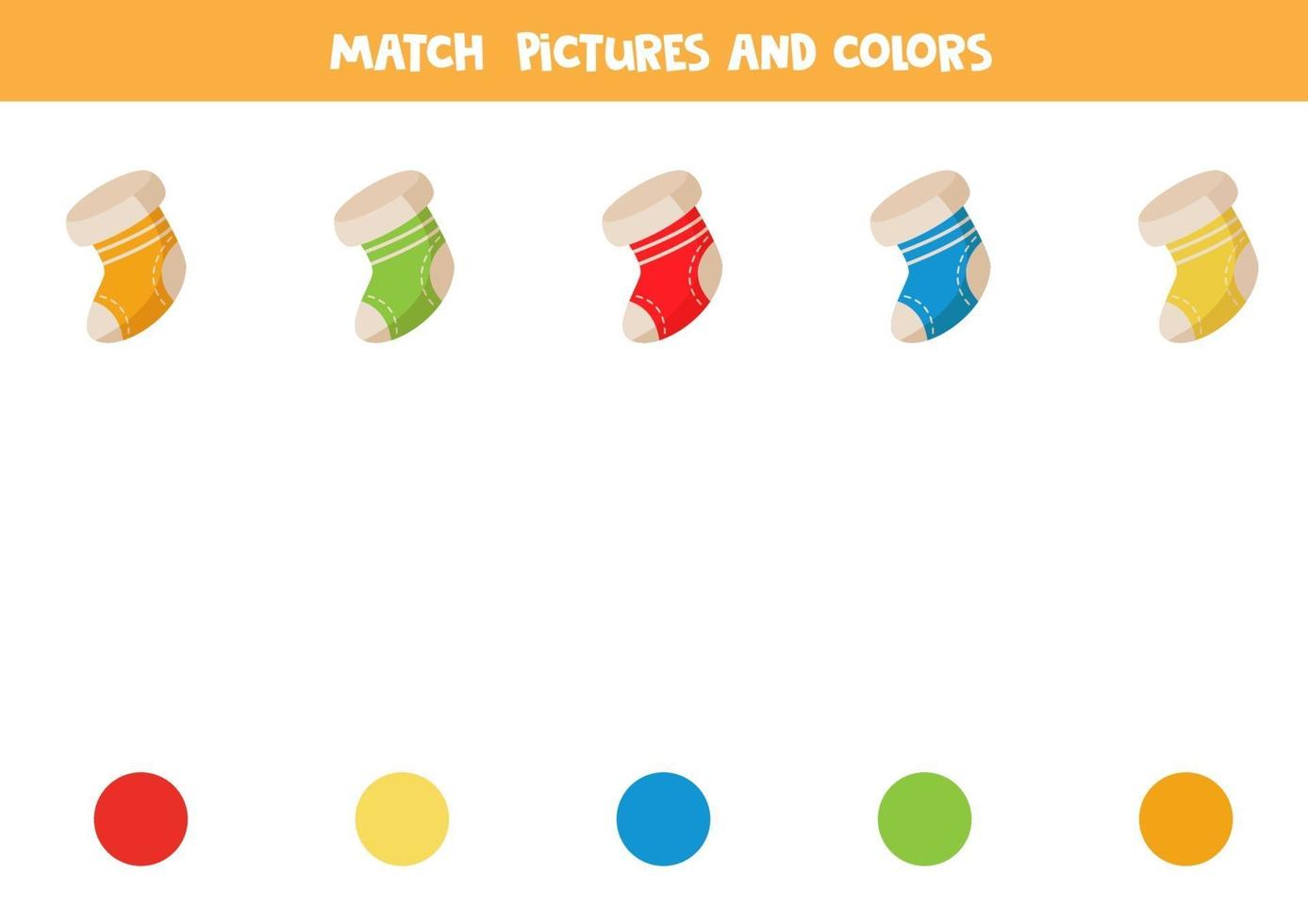 Match Christmas socks and colors. Educational logical puzzle. vector