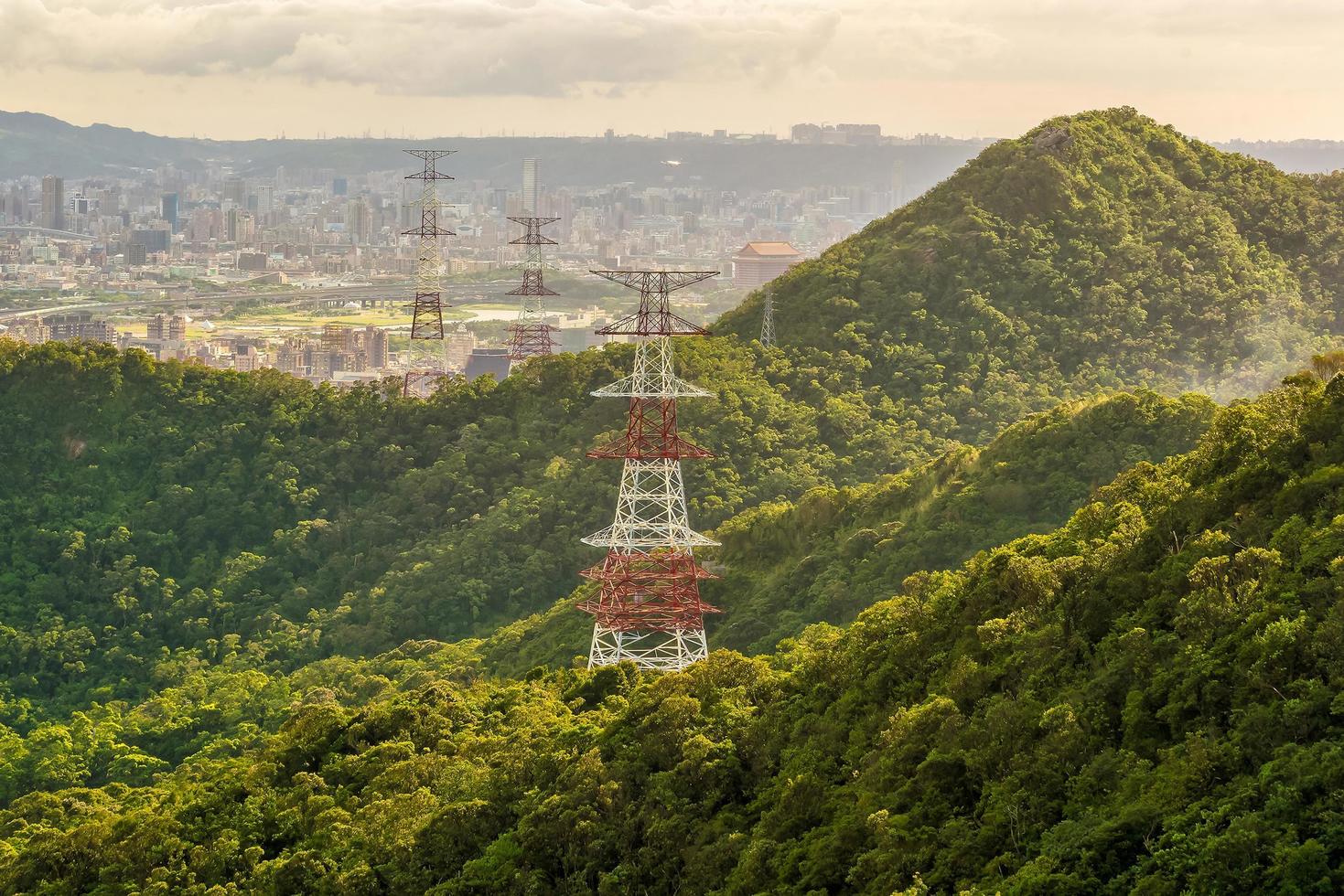 High voltage towers in Taipei, Taiwan photo