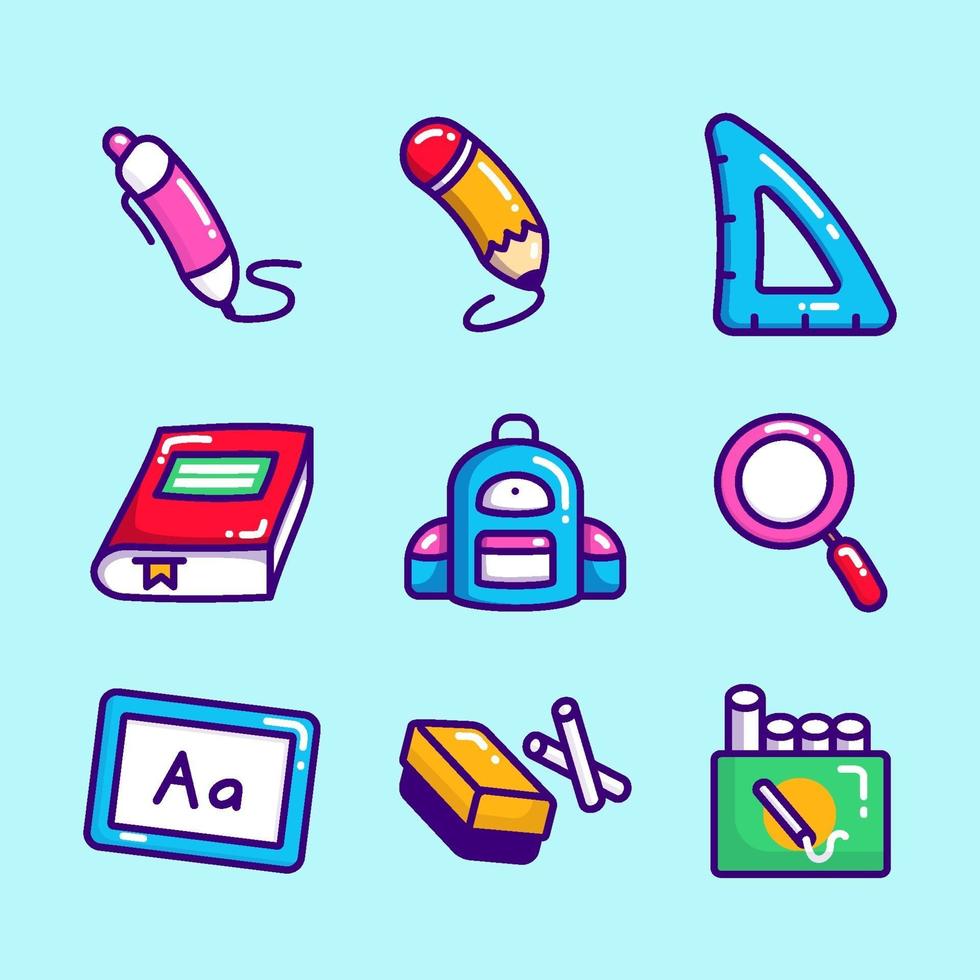 Colorful School Icon Set vector