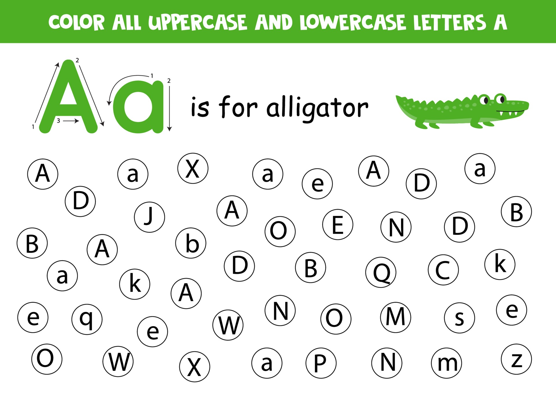 Alphabet Worksheet Find All Letters A Dot Letters 2171002 Vector Art At Vecteezy