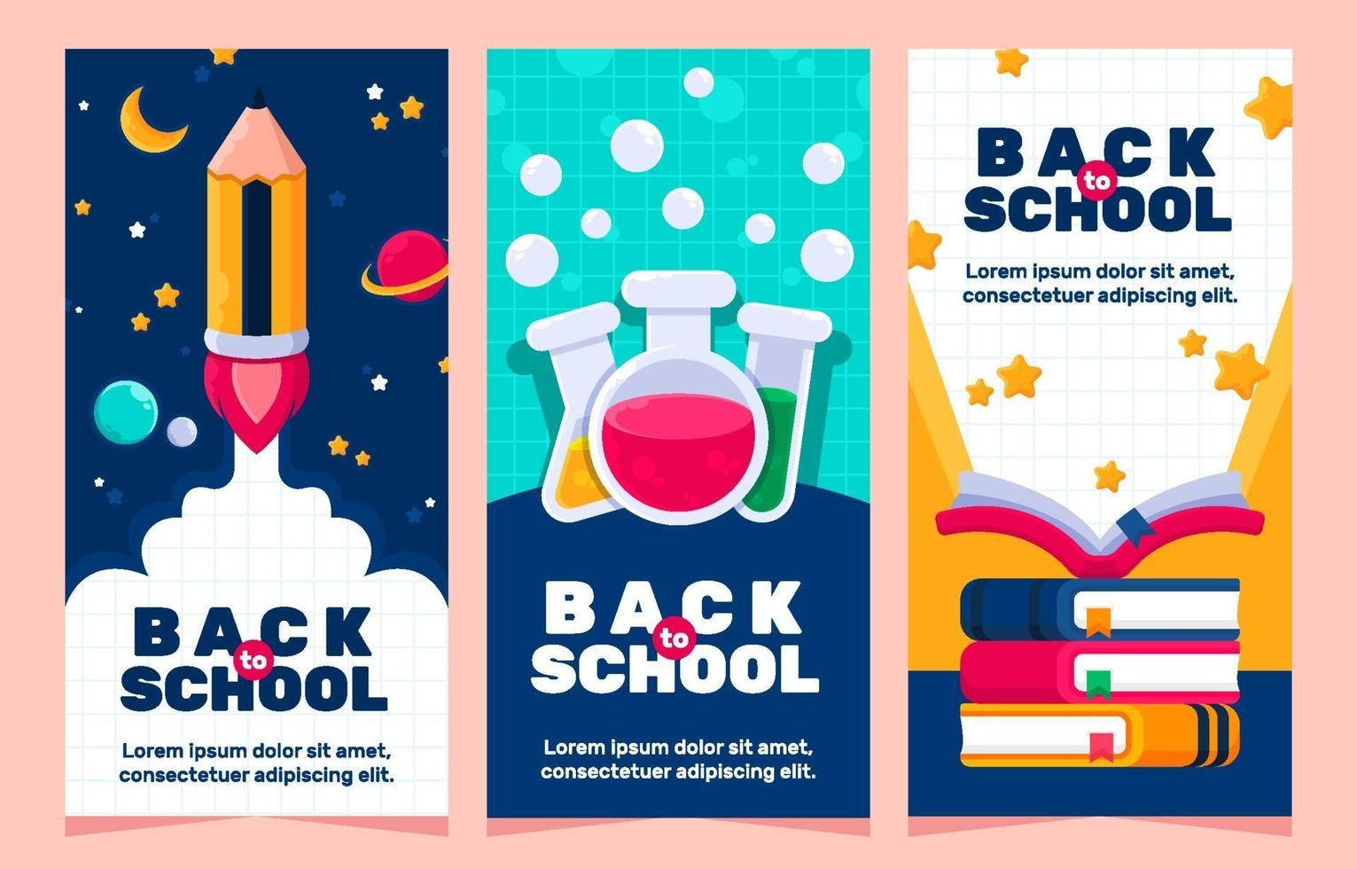 coloridos carteles de regreso a la escuela vector