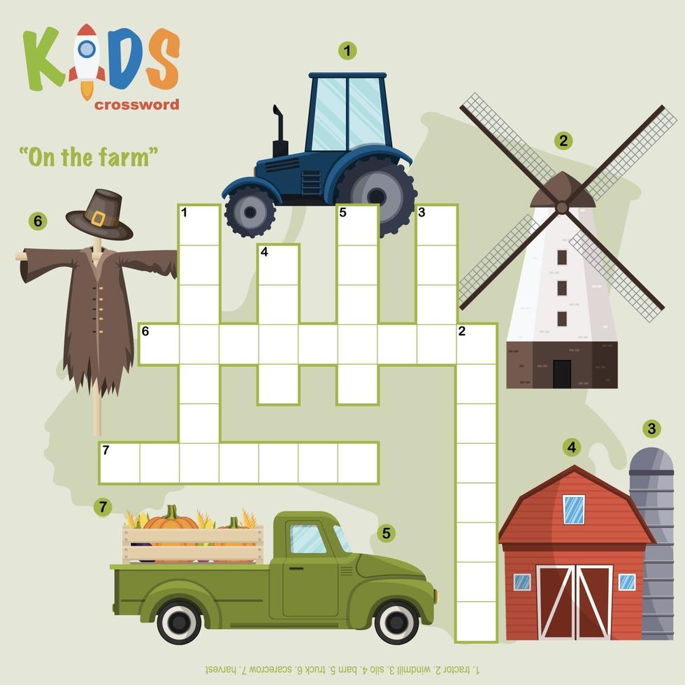 On the farm crossword puzzle vector