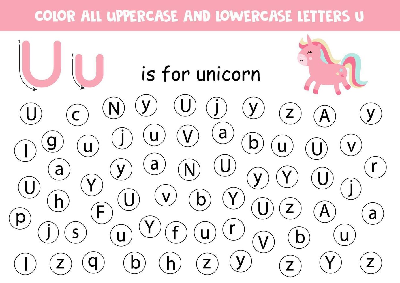 alphabet worksheet find all letters u dot letters 2171033 vector art at vecteezy