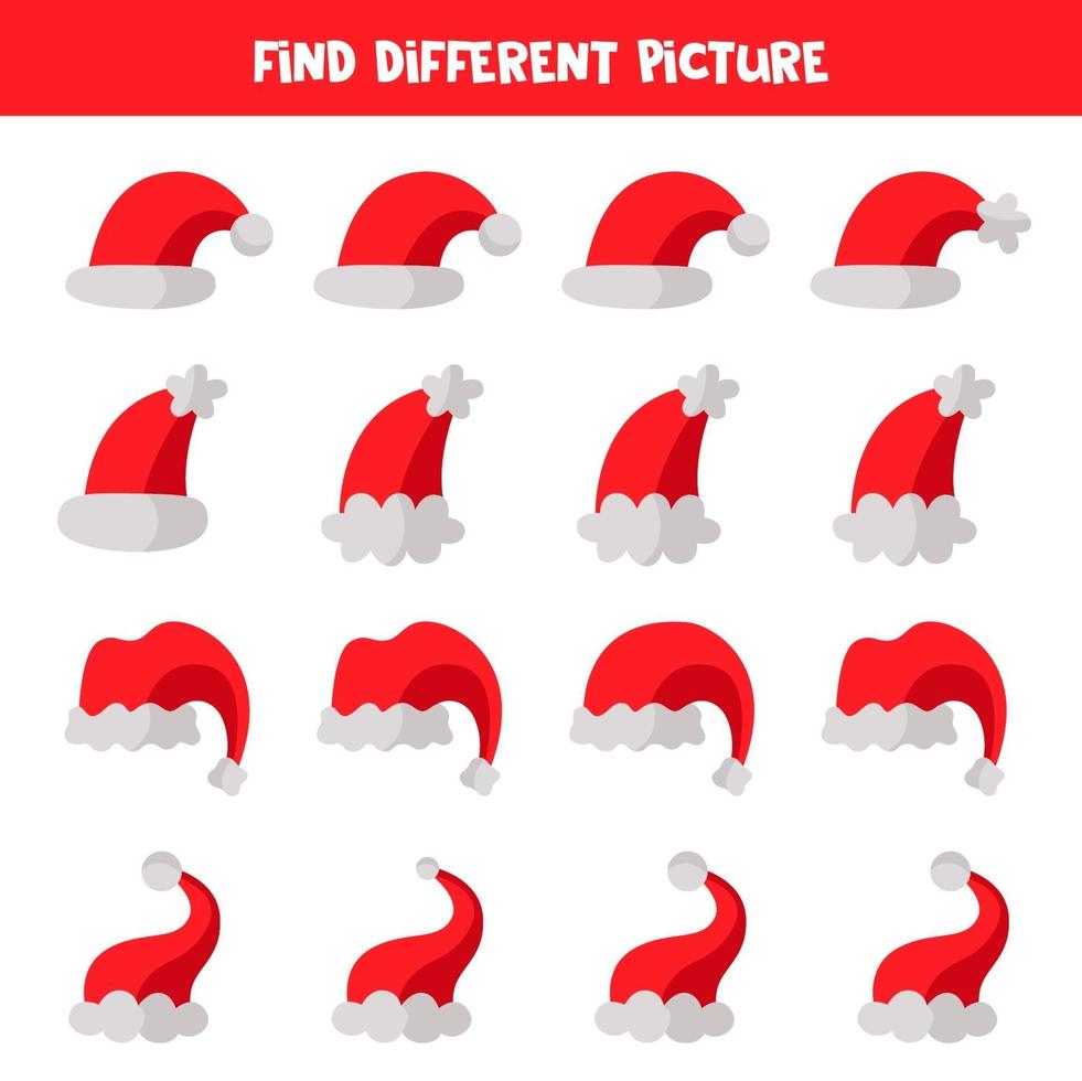 Find different picture of Santa Claus hat. vector