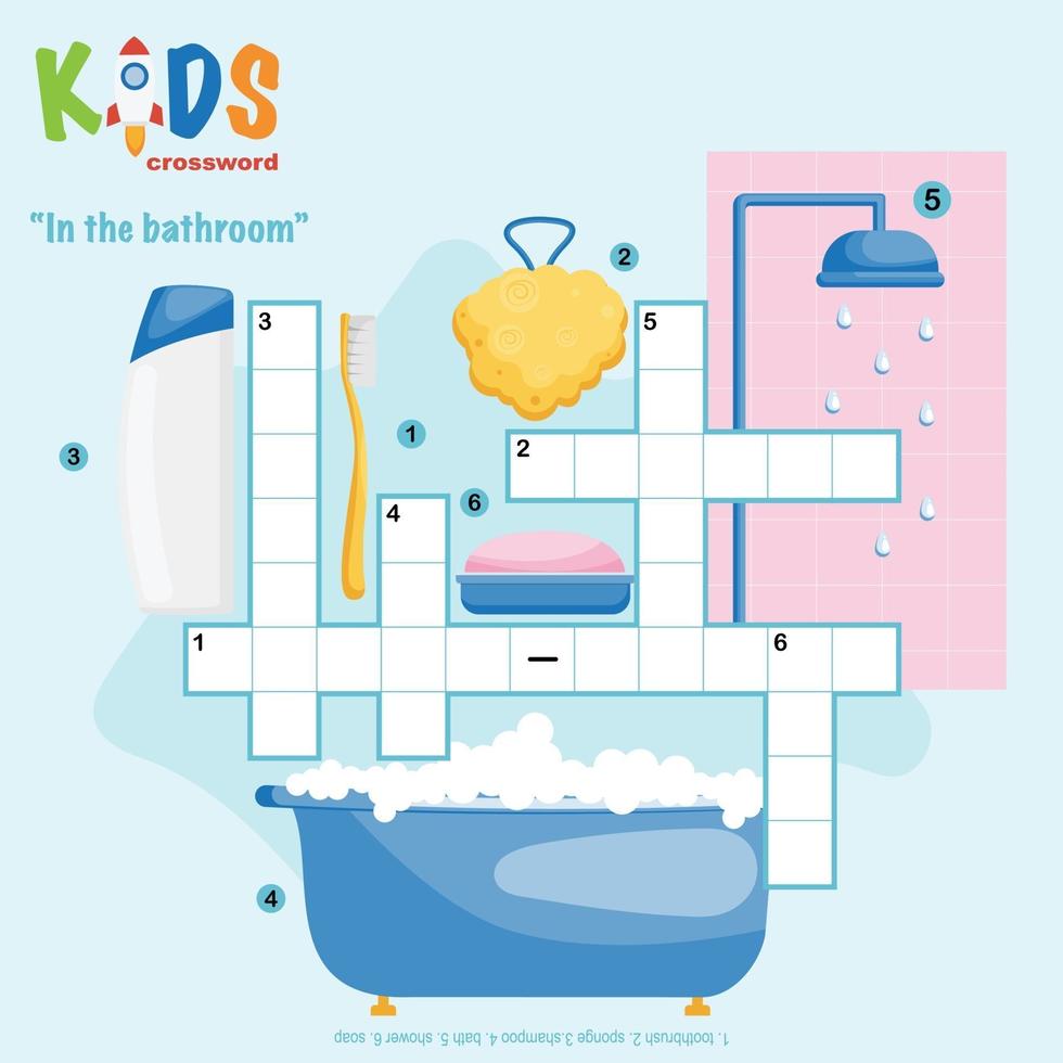In the bathroom crossword puzzle 2171059 Vector Art at Vecteezy