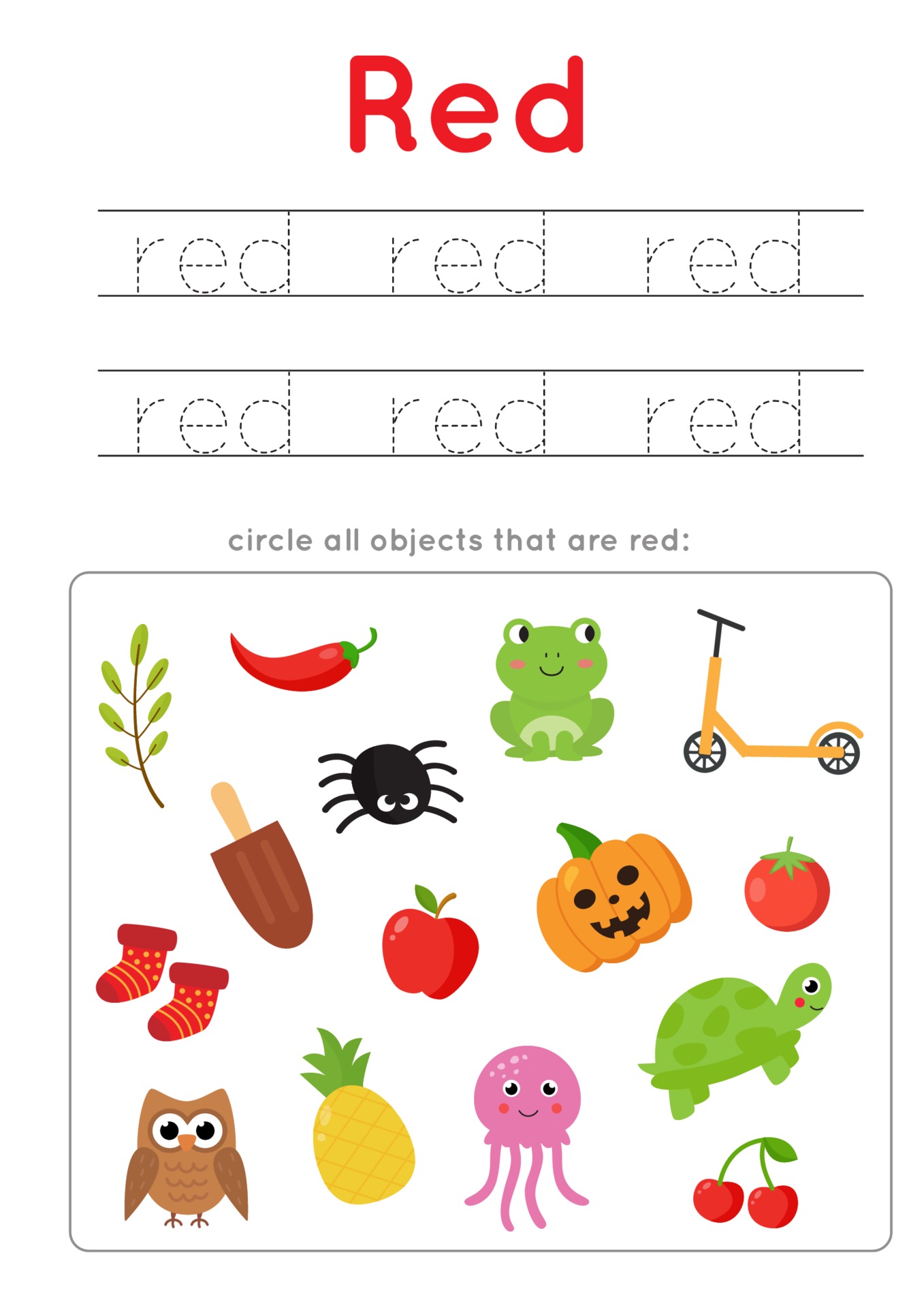 learning-red-color-for-preschool-kids-writing-practice-2171119-vector
