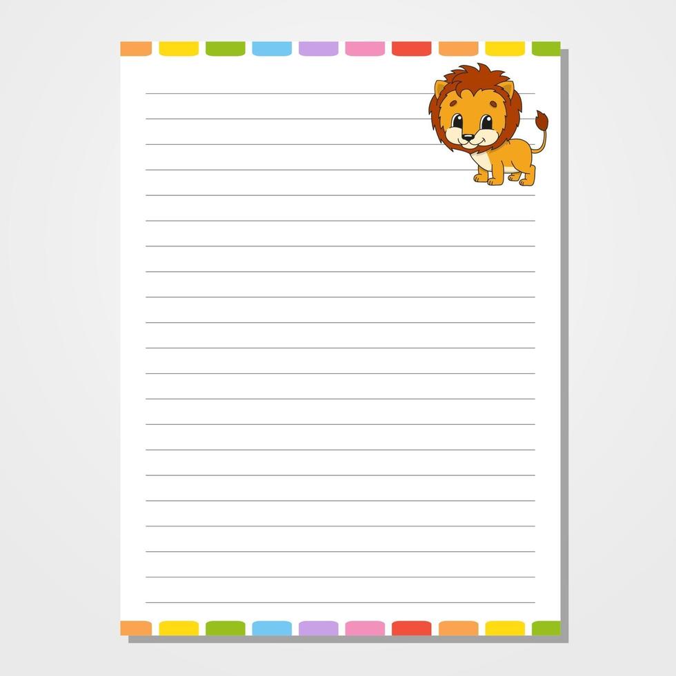 Notepaper for kids with lion vector