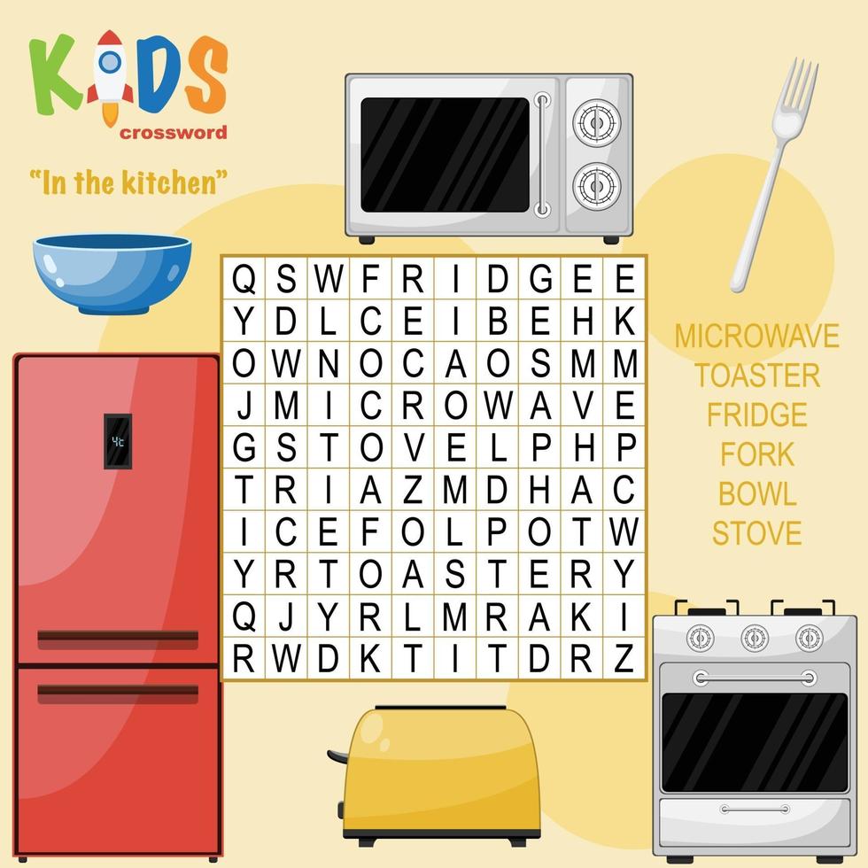 In the kitchen crossword vector