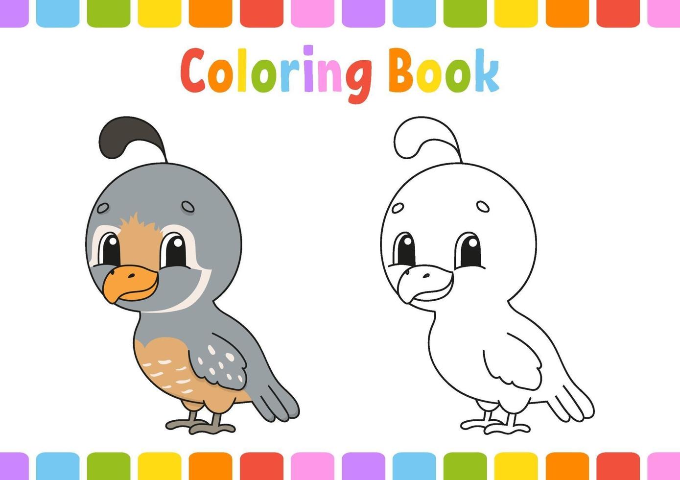 libro para colorear con codorniz vector