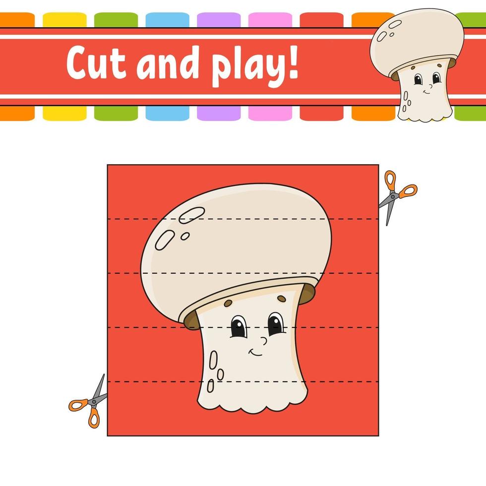 Cut and play game with mushroom vector