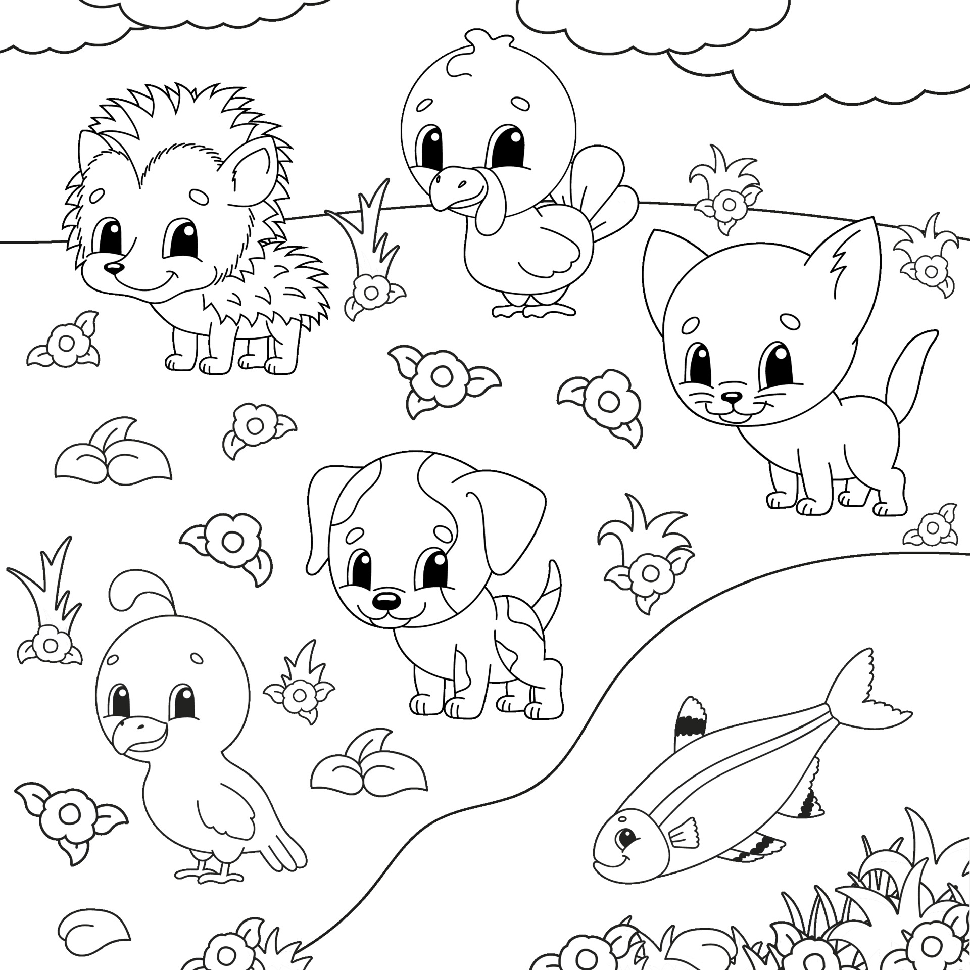 Coloring book with happy animals 2171237 Vector Art at Vecteezy Coloring book with happy animals 2171237 Vector Art at Vecteezy