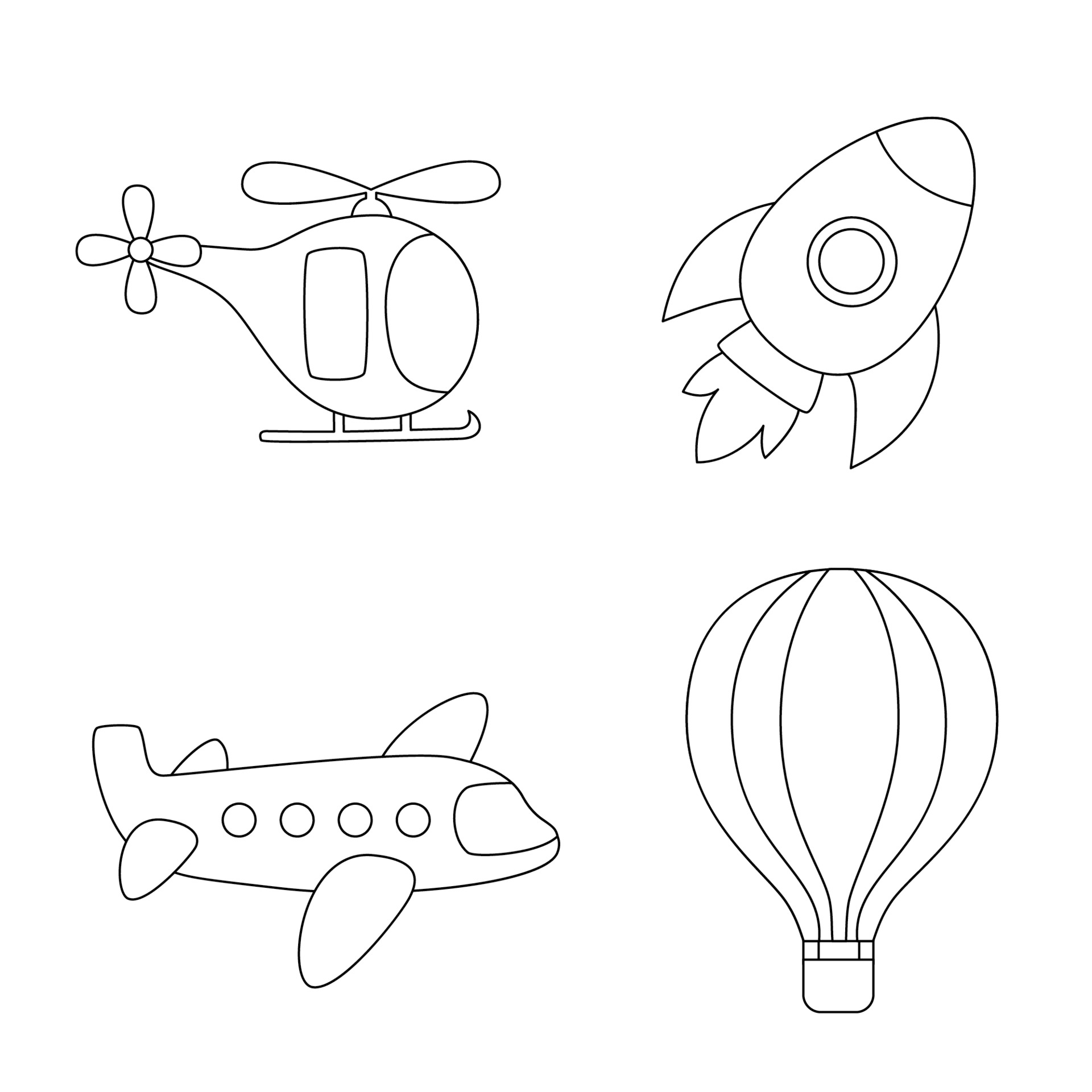 Color air transport. Coloring page for kids. 18 Vector Art at ...
