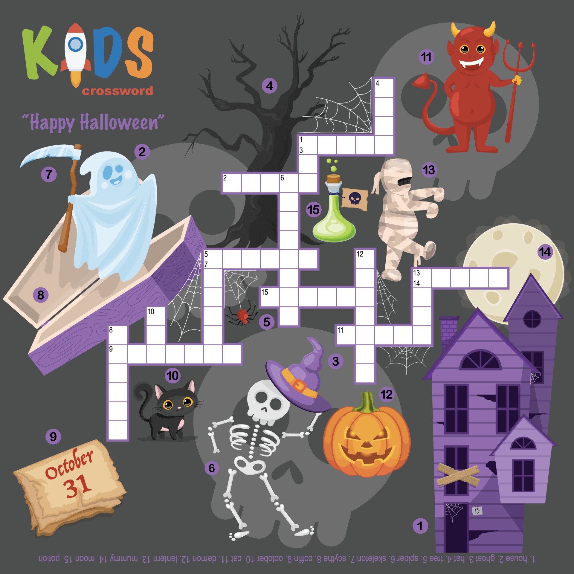 Halloween Crossword Stock Illustrations – 193 Halloween Crossword