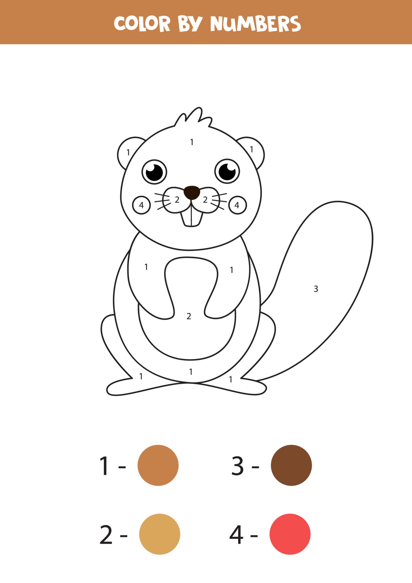 Coloring page with cute cartoon beaver. Educational game. 2171332 Vector  Art at Vecteezy