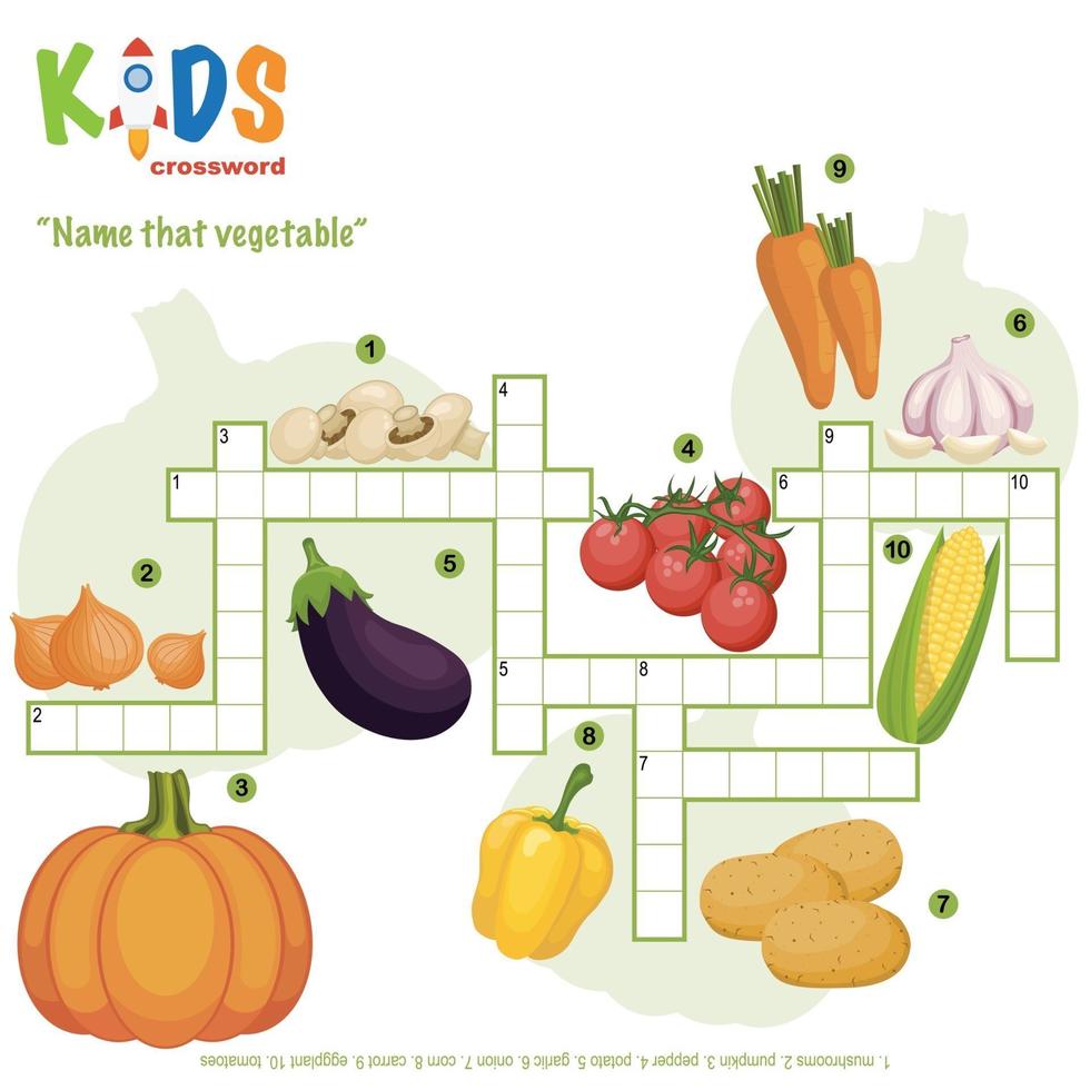 Name that vegetable crossword puzzle vector