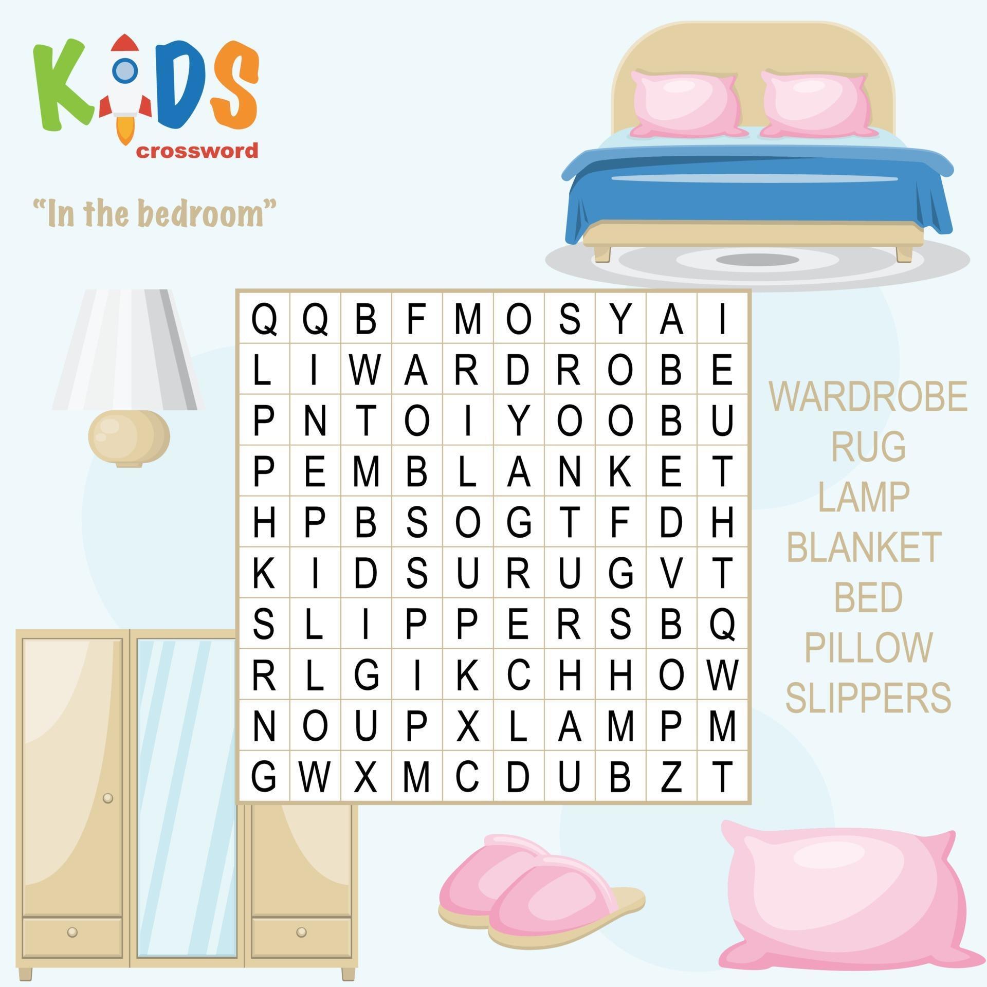 In the bedroom word search crossword 2171366 Vector Art at Vecteezy In the bedroom word search crossword 2171366 Vector Art at Vecteezy