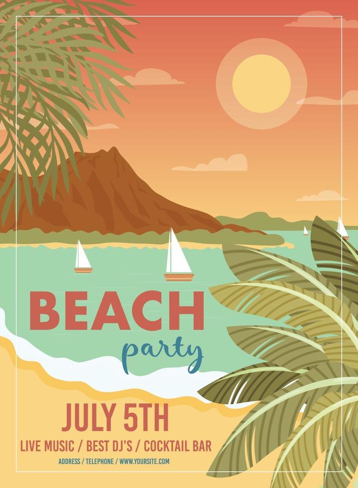 cartel de fiesta en la playa vector