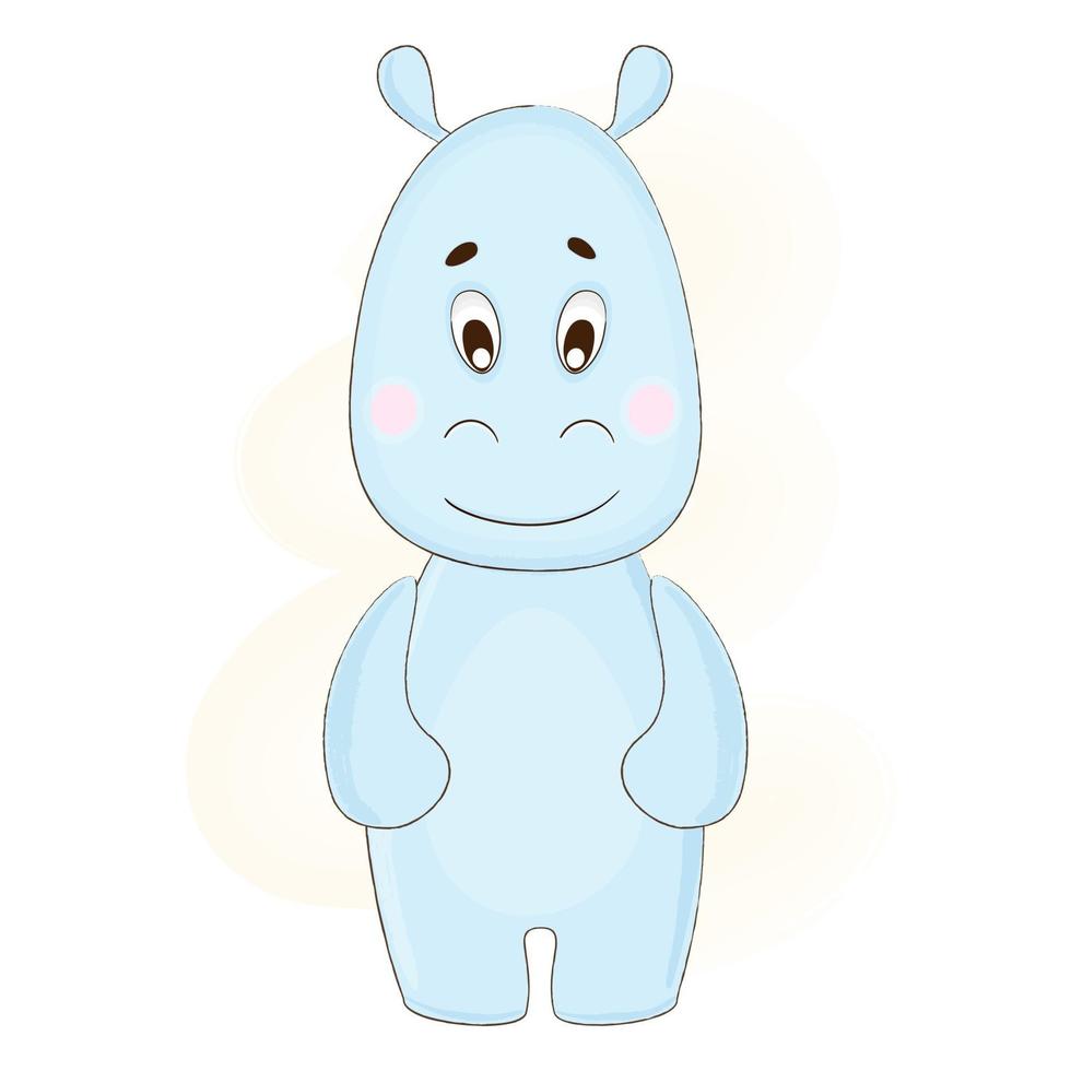 Cute hippo baby in cartoon style. vector