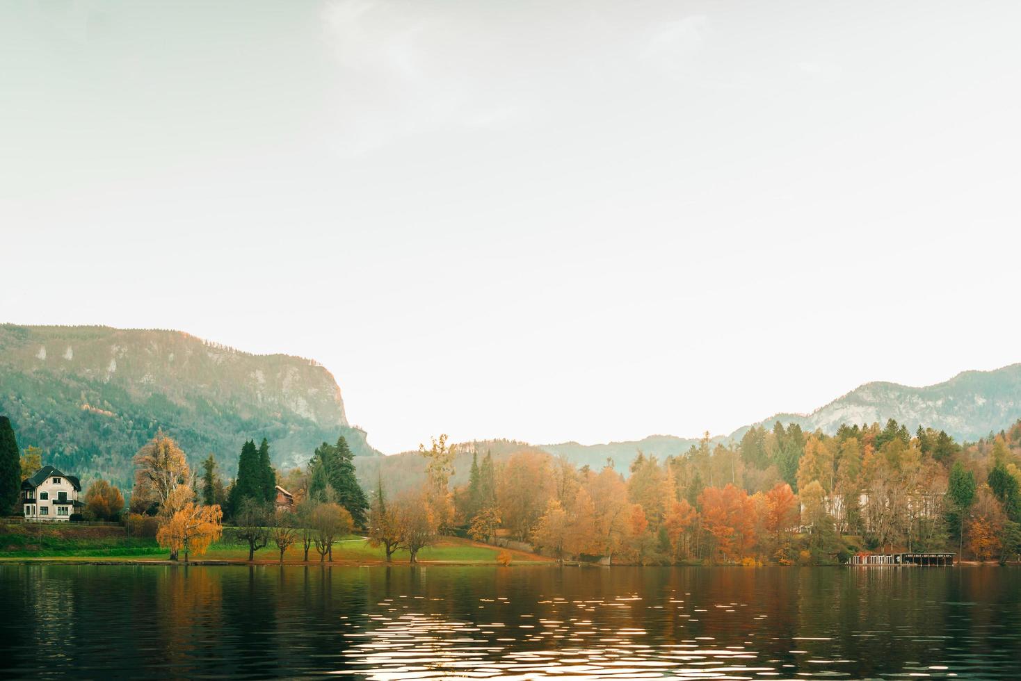 Lake Bled in the Alpine mountains photo