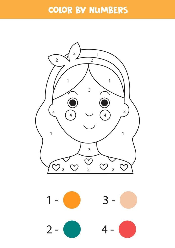 Color cute boy by numbers. Worksheet for kids. vector