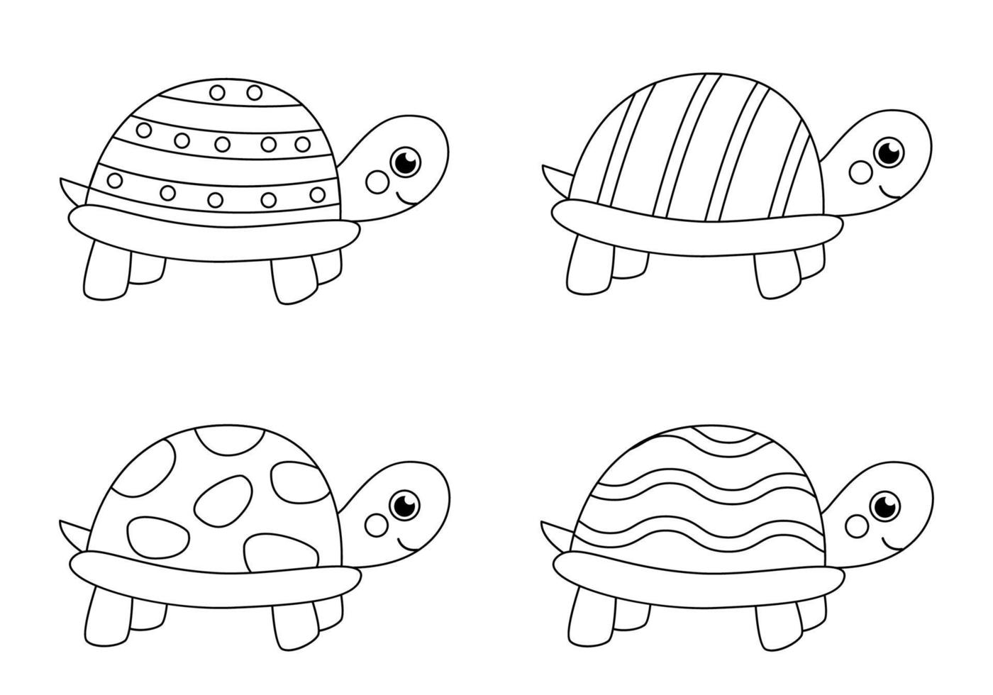 tortugas de color blanco y negro. página para colorear para niños. vector