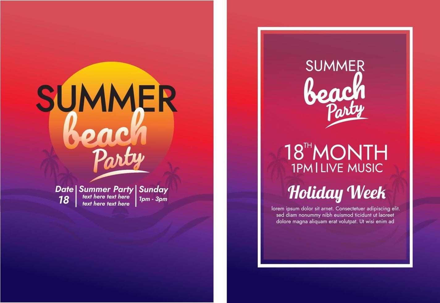 holiday sunset beach party poster vector