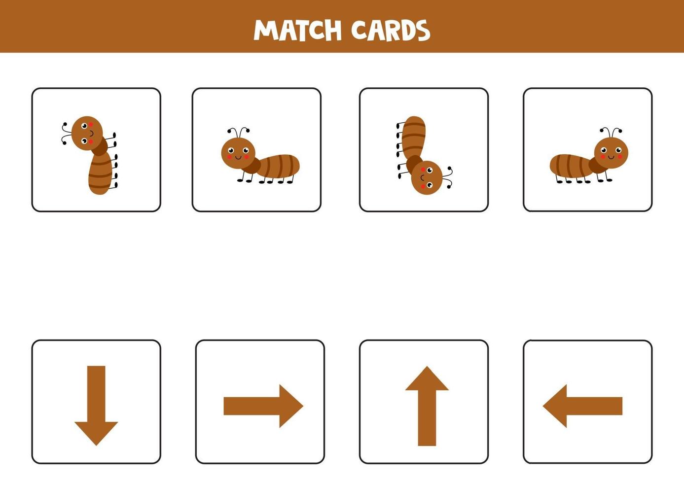 Left, right, up or down. Spatial orientation with cute ant. vector