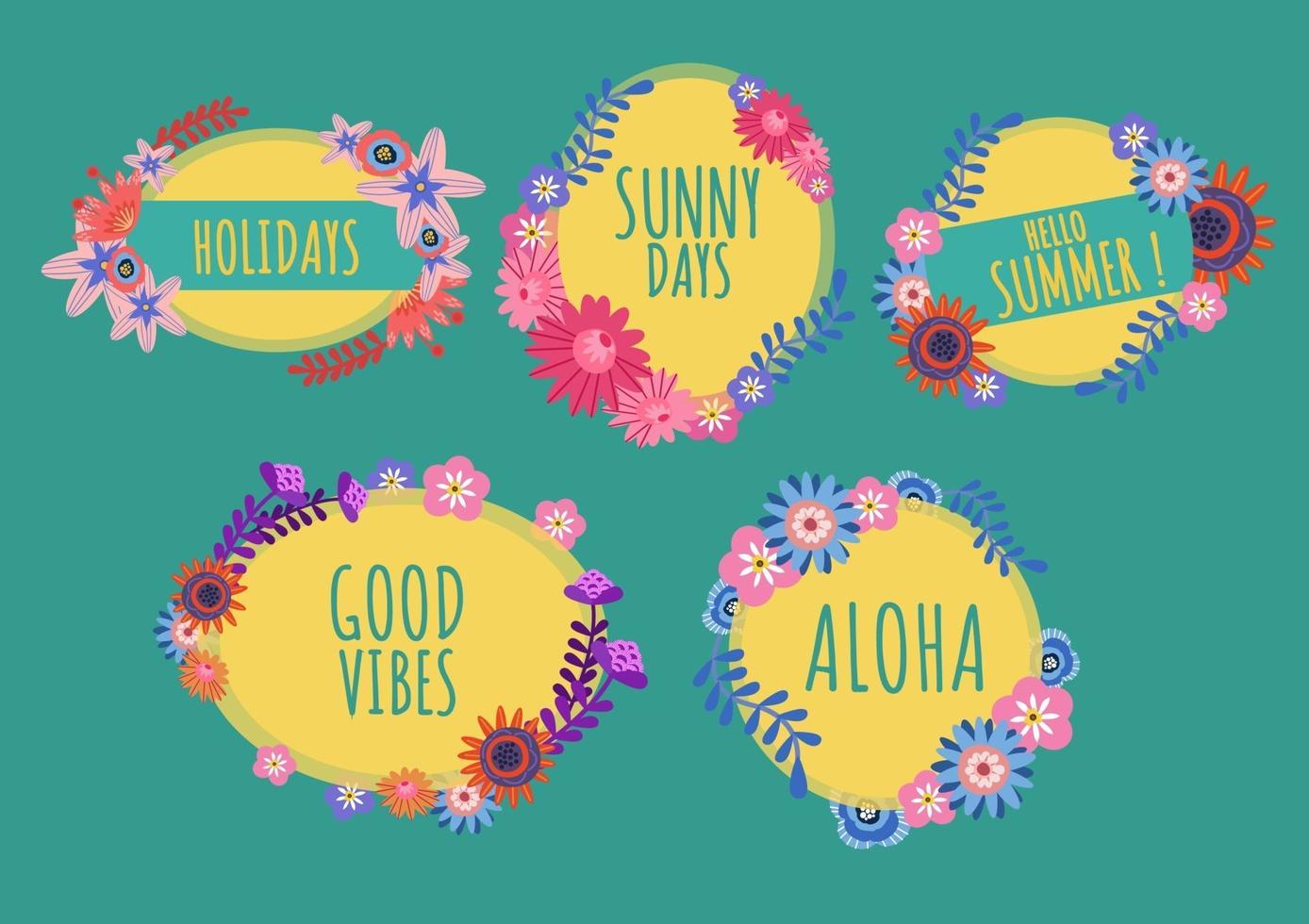 Summer frame set with lettering vector