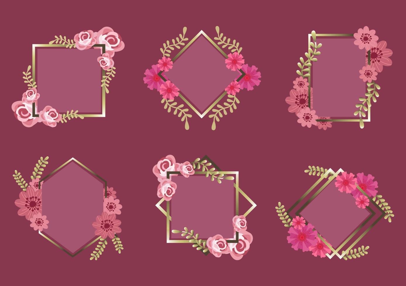 Floral frame set vector