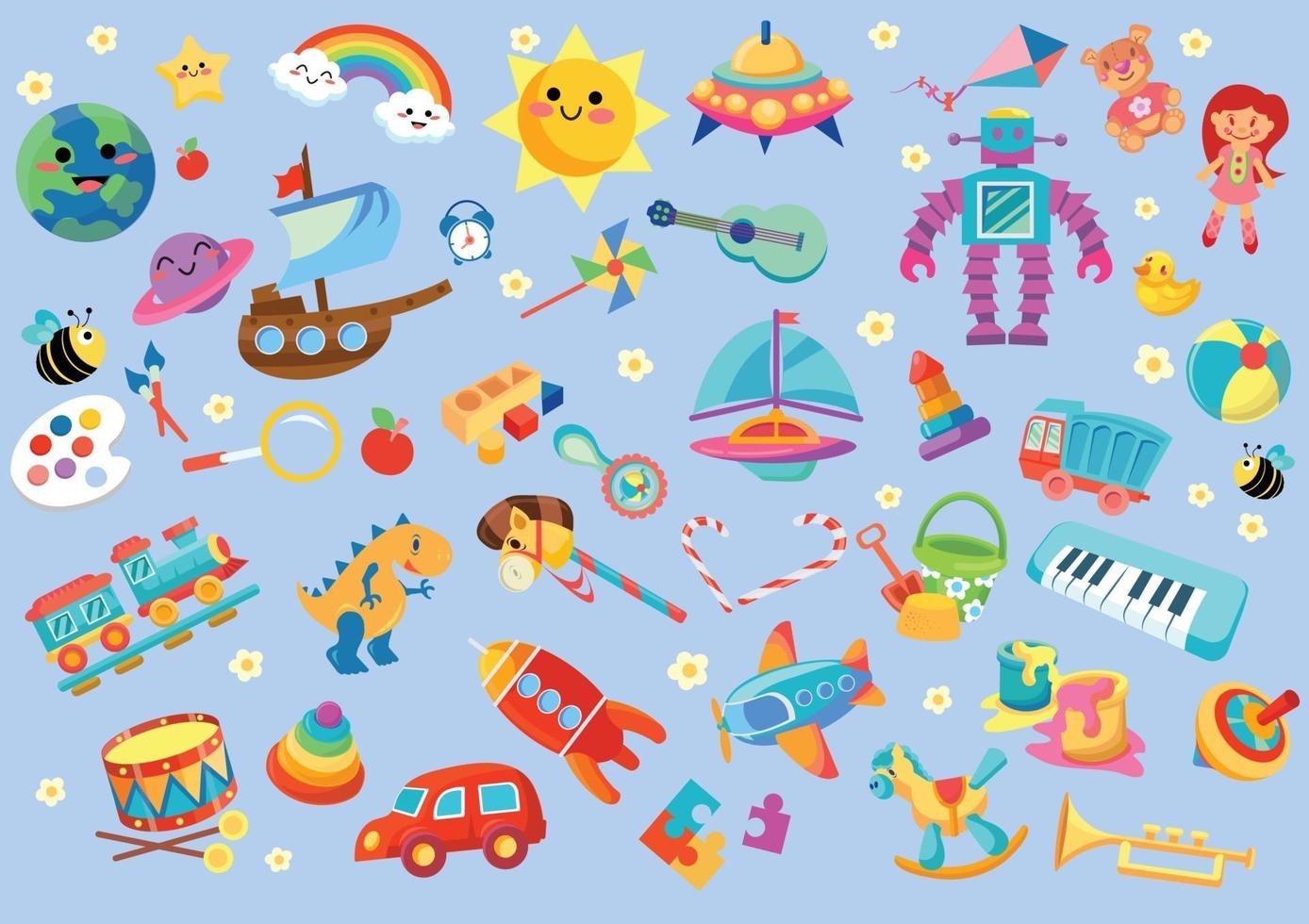 kids game and toy set vector