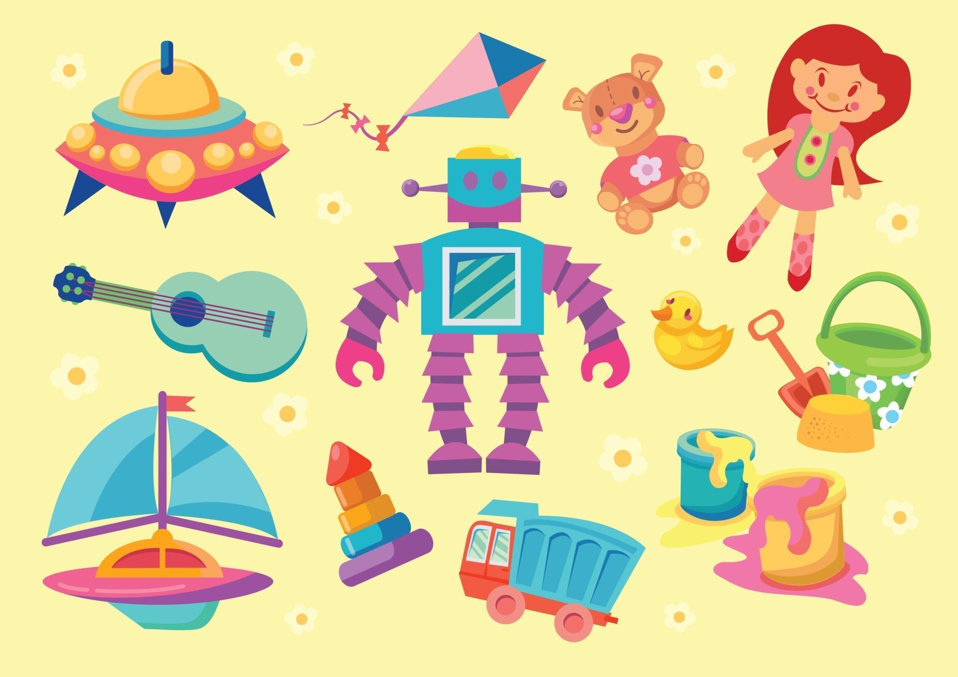 kids game and toy set 2171965 Vector Art at Vecteezy