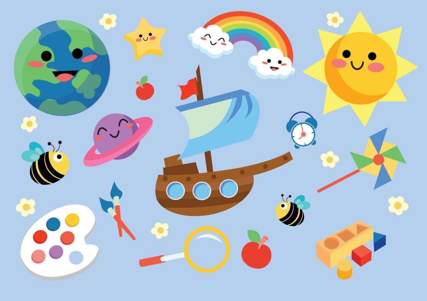kids game and toy set vector