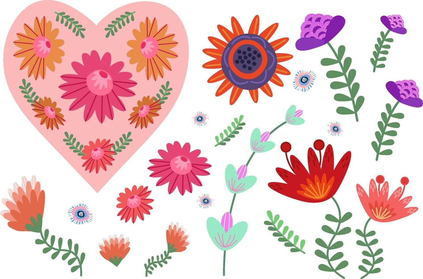 Beautiful flower set vector