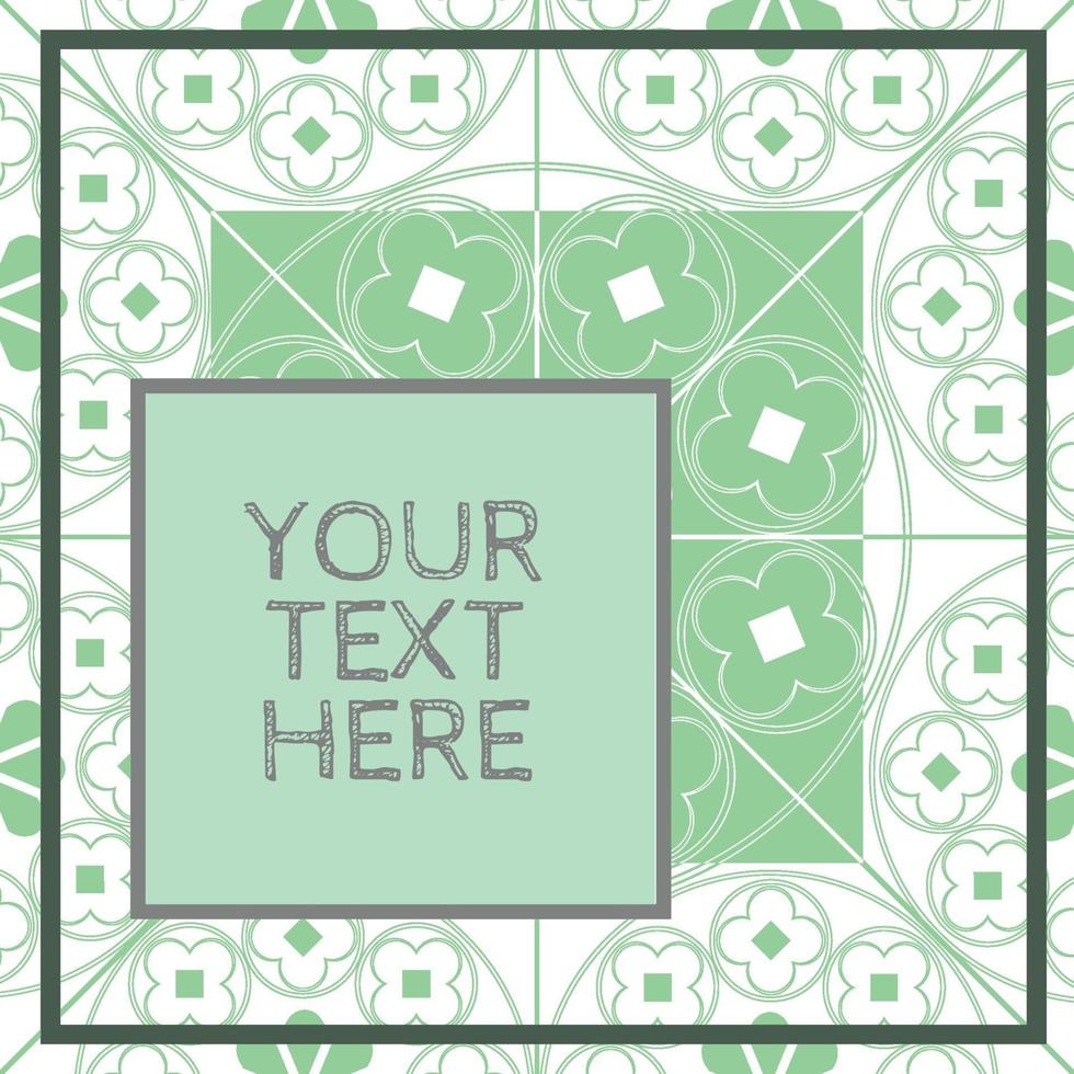 Floral Medieval Pattern Background Template Mint Green Quarter vector