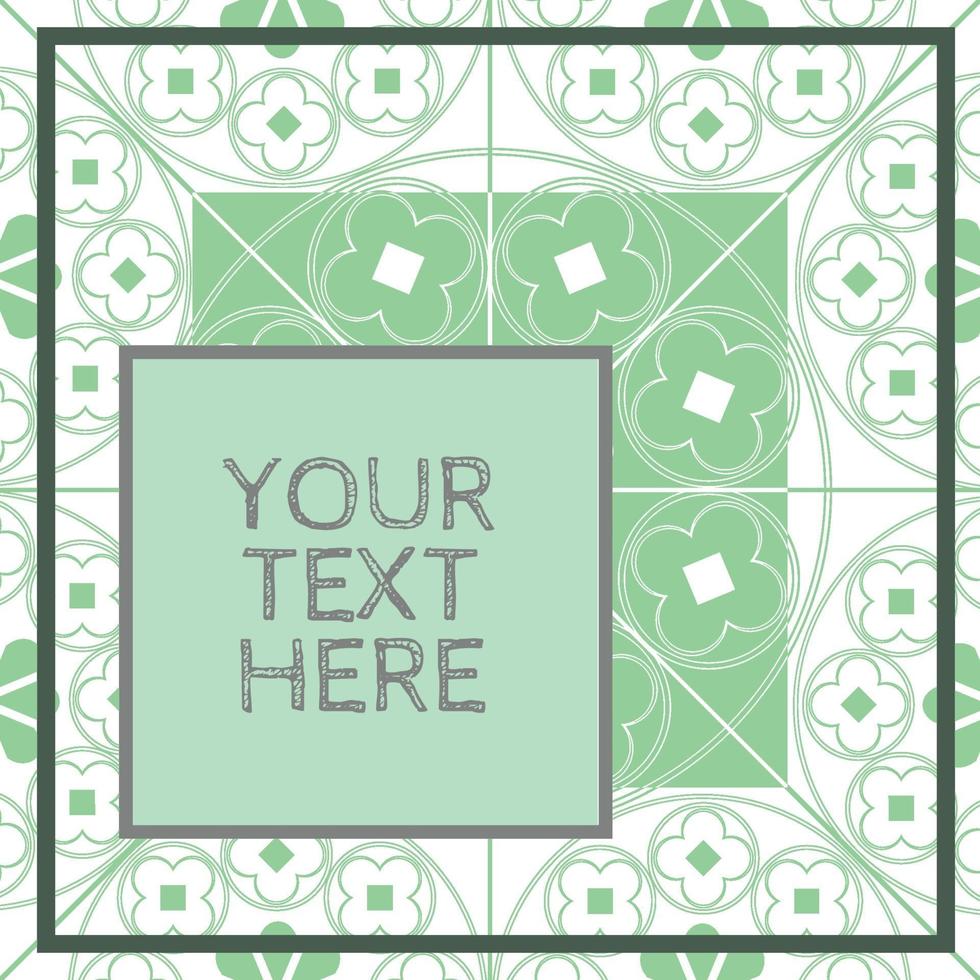 Floral Medieval Pattern Background Template Mint Green Quarter vector