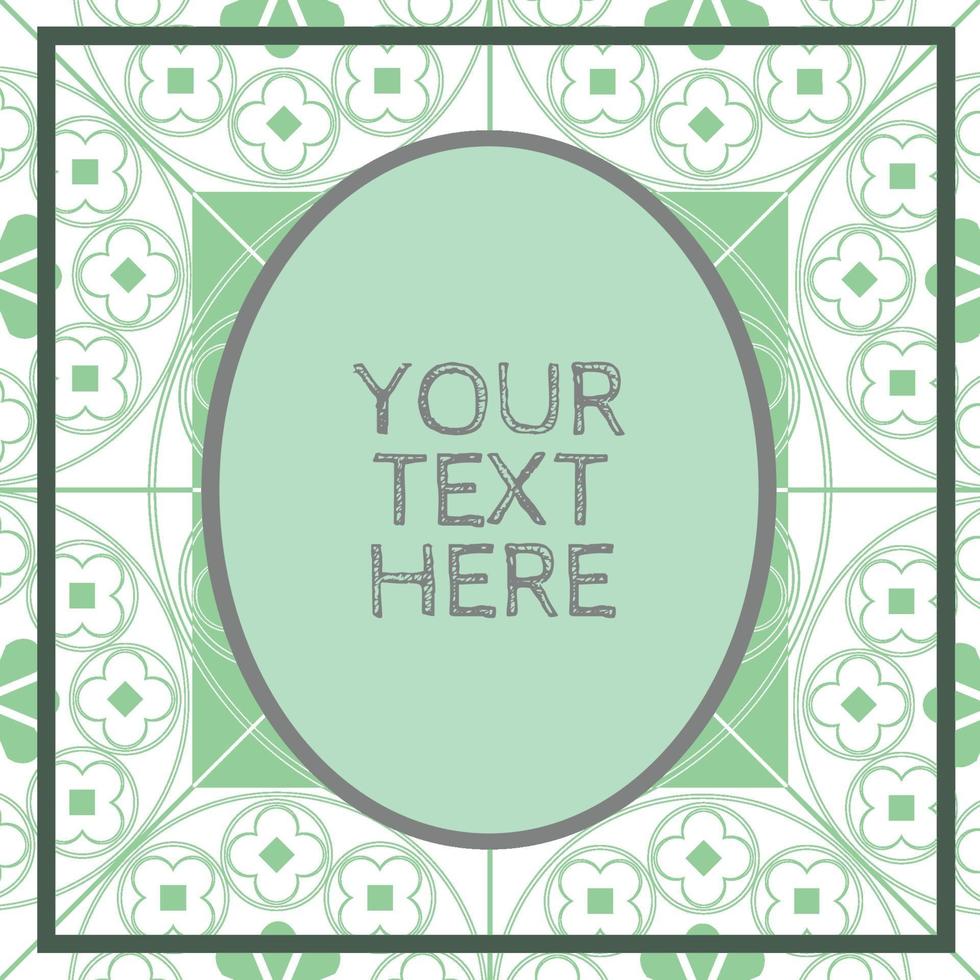 Floral Medieval Pattern Background Template Mint Green Oval vector