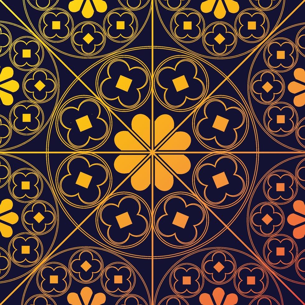 Tudor Rose Repeating Pattern Background Golden Navy vector