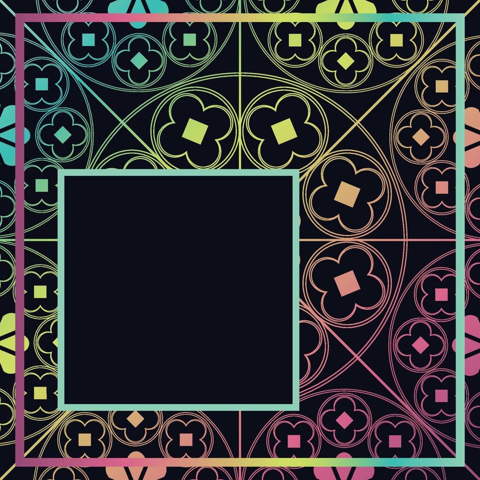 Floral Medieval Pattern Background Template Quarter Dark Rainbow vector