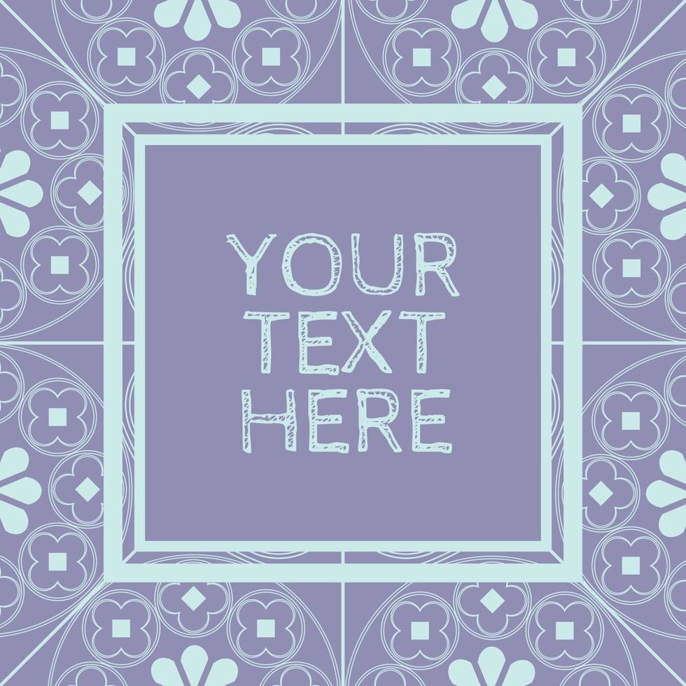 Floral Medieval Pattern Background Template Square Periwinkle vector