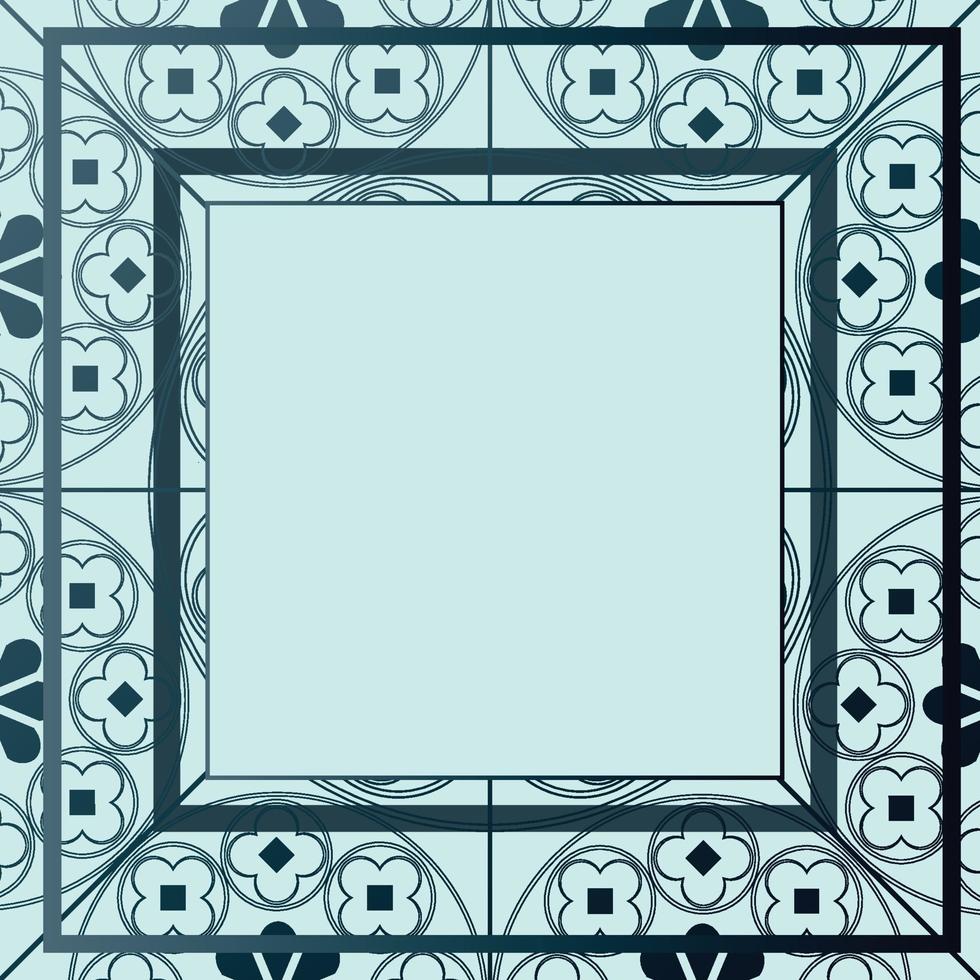 Floral Medieval Pattern Background Template Square Blue Hues vector