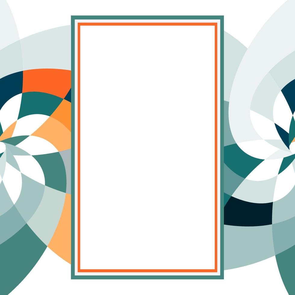 Graphic Flower Rectangle Template with Copy Space Turquoise Orange vector