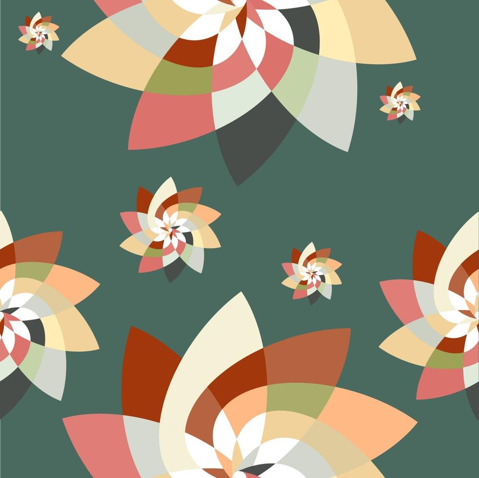 Graphic Flower Scatter Pattern Background Teal Peach vector