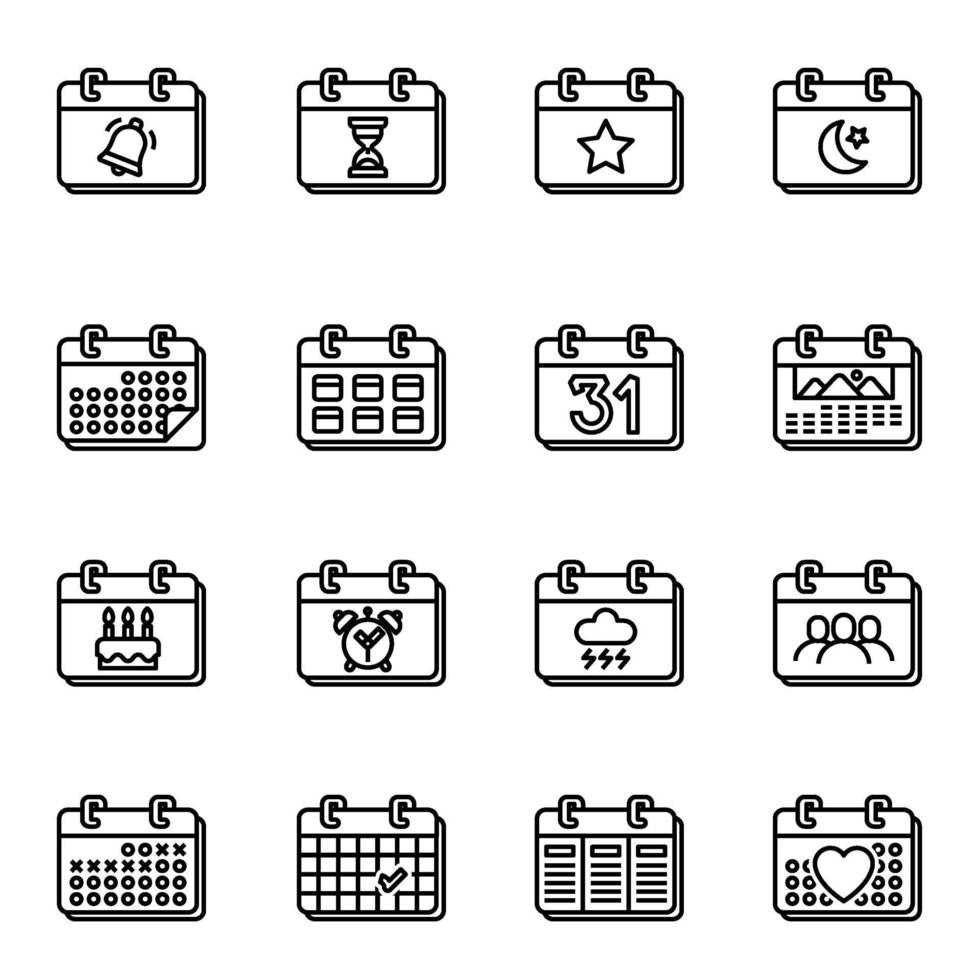 Calendar and date icons set on white background vector image. 2172119